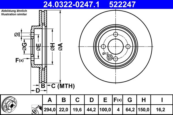 ATE 24.0322-0247.1 Brake Disc