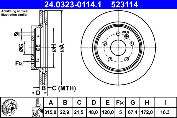 ATE 24.0323-0114.1 Brake Disc
