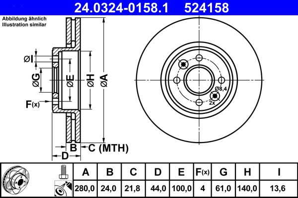 ATE 24.0324-0158.1 Brake Disc