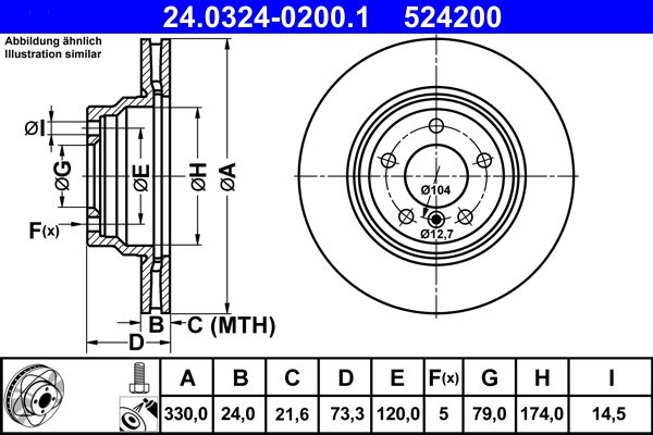 ATE 24.0324-0200.1 Brake Disc