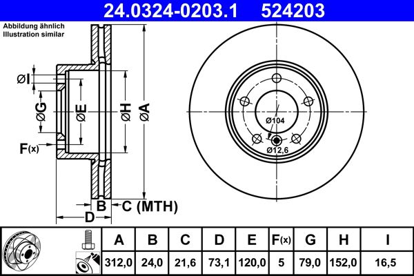 ATE 24.0324-0203.1 Brake Disc