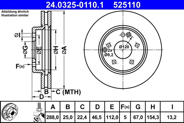 ATE 24.0325-0110.1 Brake Disc