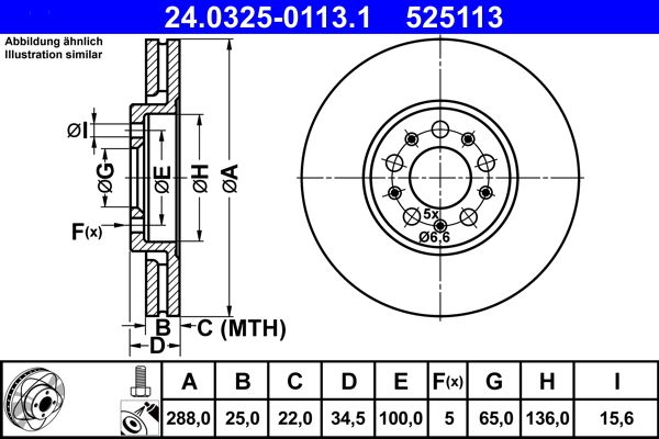 ATE 24.0325-0113.1 Brake Disc