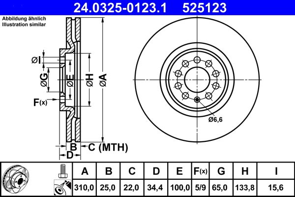 ATE 24.0325-0123.1 Brake Disc