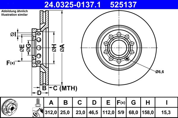 ATE 24.0325-0137.1 Brake Disc