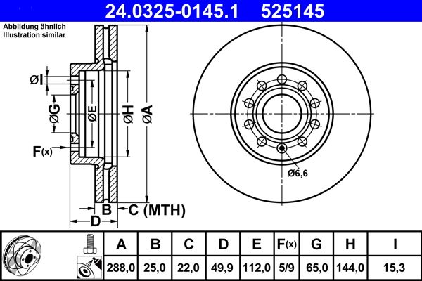 ATE 24.0325-0145.1 Brake Disc