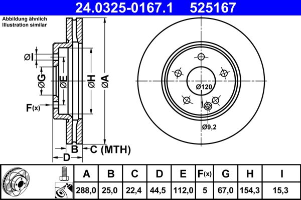 ATE 24.0325-0167.1 Brake Disc