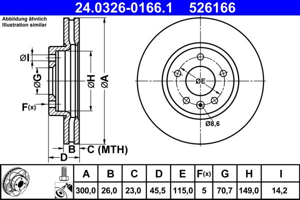 ATE 24.0326-0166.1 Brake Disc