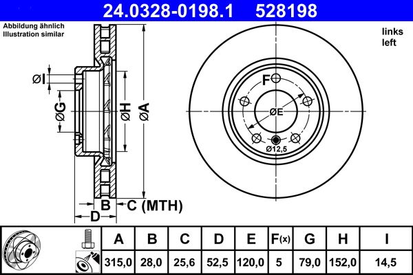 ATE 24.0328-0198.1 Brake Disc
