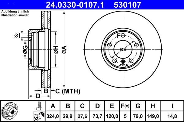 ATE 24.0330-0107.1 Brake Disc