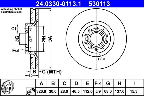 ATE 24.0330-0113.1 Brake Disc