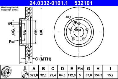 Brake Disc ATE 24.0332-0101.1