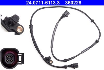 Sensor, wheel speed ATE 24.0711-6113.3