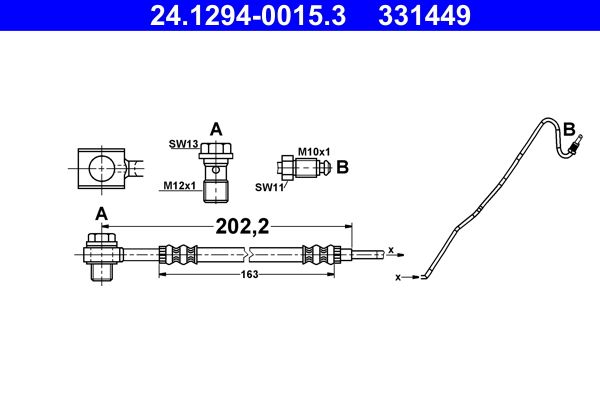 ATE 24.1294-0015.3 Brake Hose