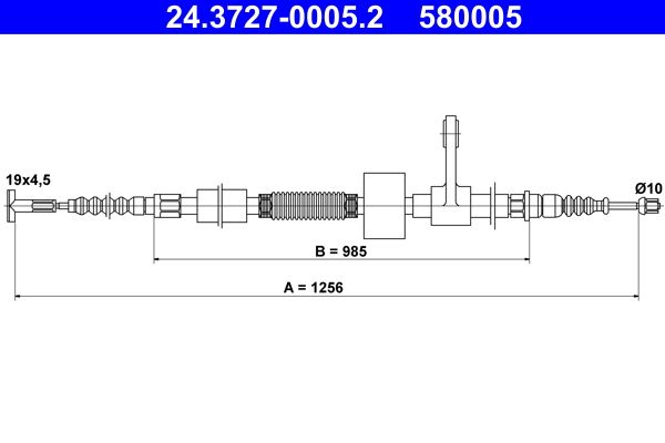 ATE 24.3727-0005.2 Cable Pull, parking brake