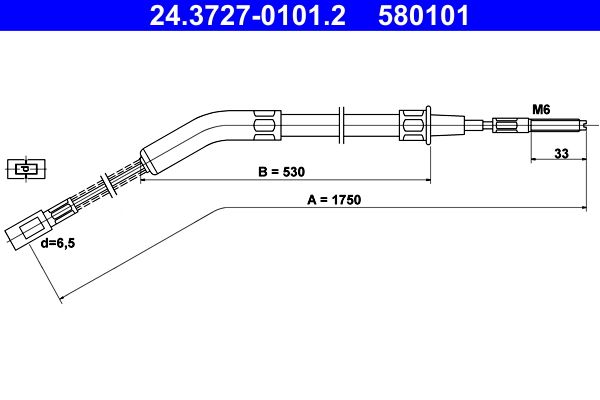 ATE 24.3727-0101.2 Cable Pull, parking brake