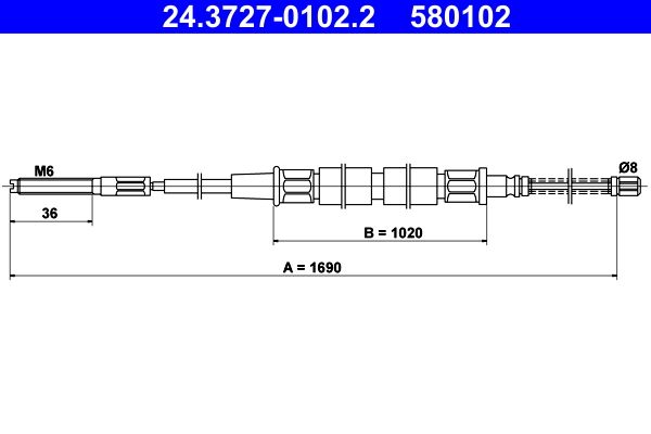 ATE 24.3727-0102.2 Cable Pull, parking brake