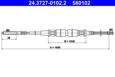 Cable Pull, parking brake ATE 24.3727-0102.2