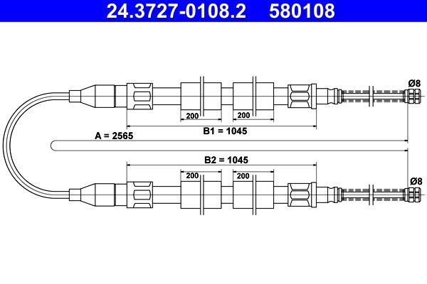 ATE 24.3727-0108.2 Cable Pull, parking brake