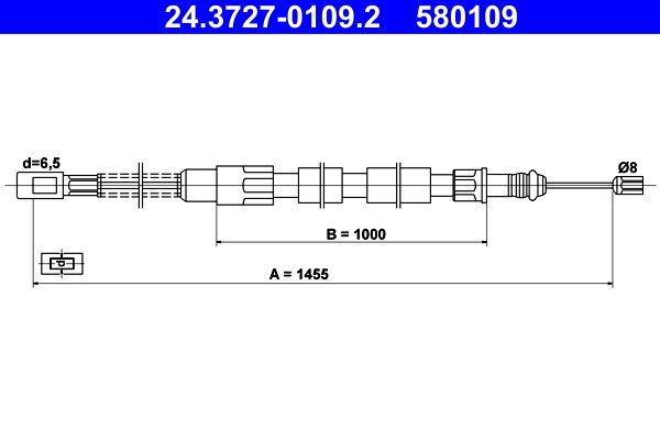 ATE 24.3727-0109.2 Cable Pull, parking brake