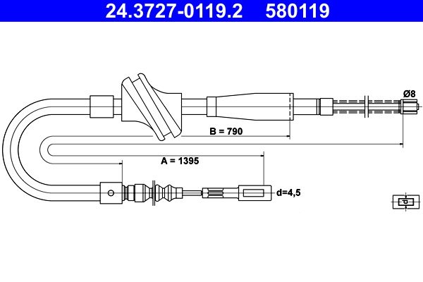 ATE 24.3727-0119.2 Cable Pull, parking brake