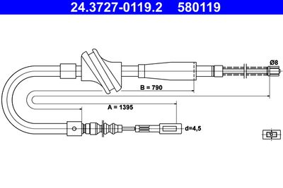 Cable Pull, parking brake ATE 24.3727-0119.2