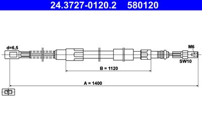 Cable Pull, parking brake ATE 24.3727-0120.2