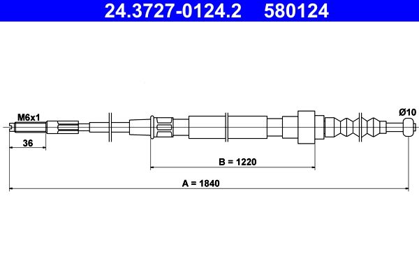 ATE 24.3727-0124.2 Cable Pull, parking brake