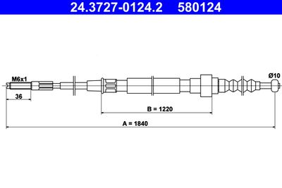 Cable Pull, parking brake ATE 24.3727-0124.2