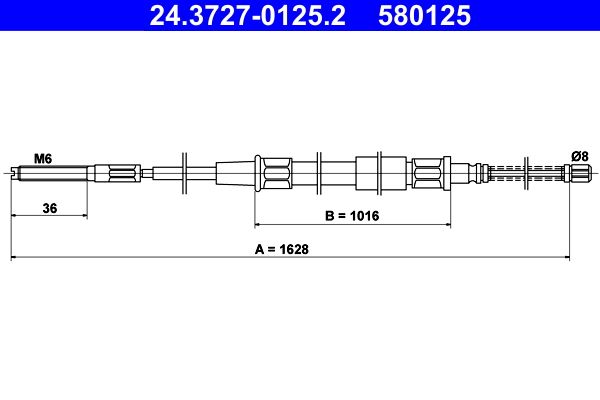 ATE 24.3727-0125.2 Cable Pull, parking brake