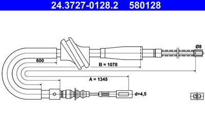 Cable Pull, parking brake ATE 24.3727-0128.2