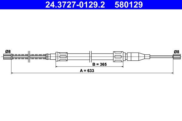 ATE 24.3727-0129.2 Cable Pull, parking brake