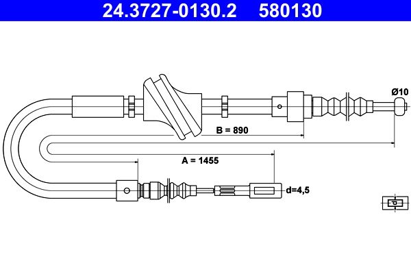ATE 24.3727-0130.2 Cable Pull, parking brake