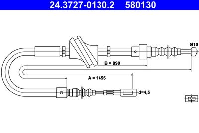 Cable Pull, parking brake ATE 24.3727-0130.2