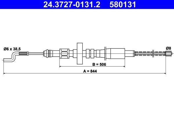 ATE 24.3727-0131.2 Cable Pull, parking brake