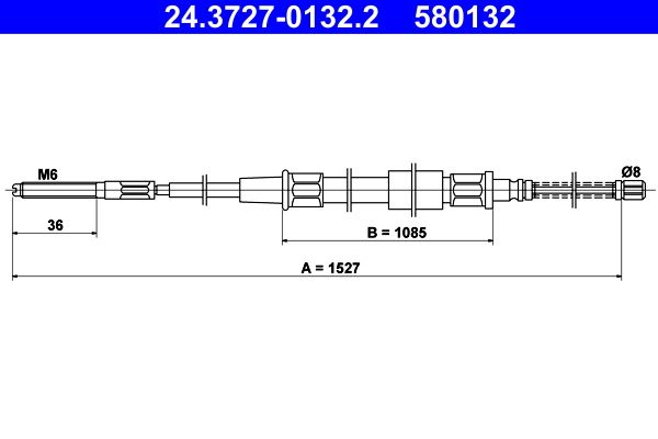 ATE 24.3727-0132.2 Cable Pull, parking brake