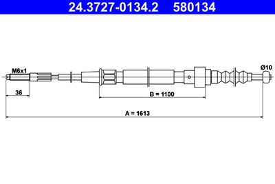 Cable Pull, parking brake ATE 24.3727-0134.2