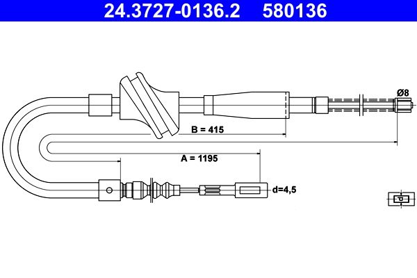 ATE 24.3727-0136.2 Cable Pull, parking brake