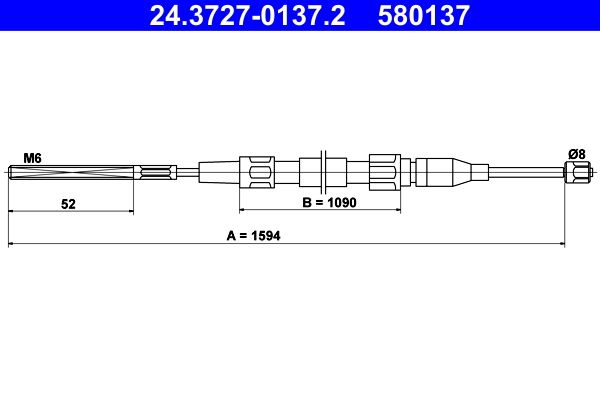 ATE 24.3727-0137.2 Cable Pull, parking brake
