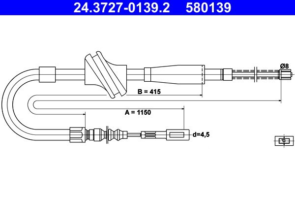 ATE 24.3727-0139.2 Cable Pull, parking brake