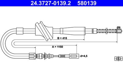 Cable Pull, parking brake ATE 24.3727-0139.2