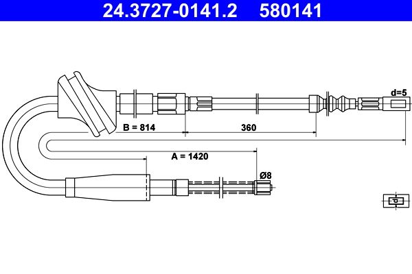 ATE 24.3727-0141.2 Cable Pull, parking brake