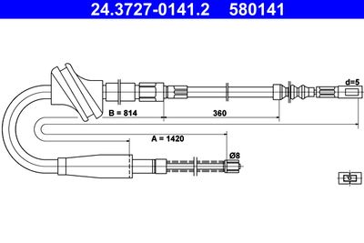 Cable Pull, parking brake ATE 24.3727-0141.2