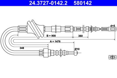 Cable Pull, parking brake ATE 24.3727-0142.2