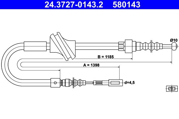 ATE 24.3727-0143.2 Cable Pull, parking brake