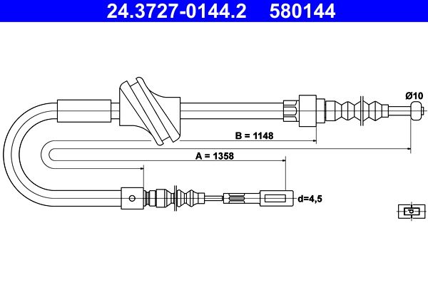 ATE 24.3727-0144.2 Cable Pull, parking brake