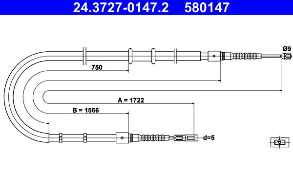 ATE 24.3727-0147.2 Cable Pull, parking brake