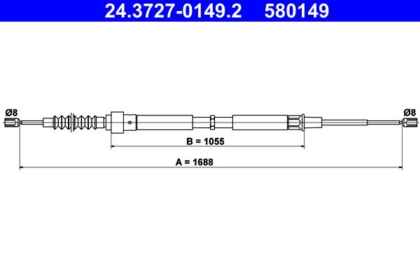 ATE 24.3727-0149.2 Cable Pull, parking brake