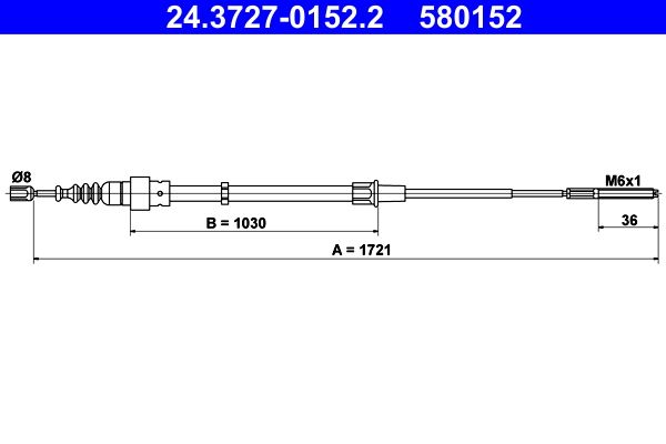 ATE 24.3727-0152.2 Cable Pull, parking brake