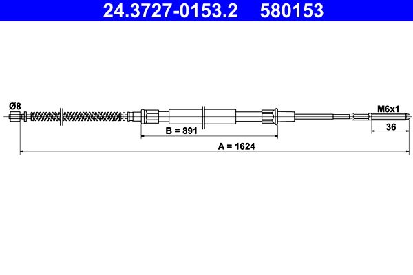 ATE 24.3727-0153.2 Cable Pull, parking brake